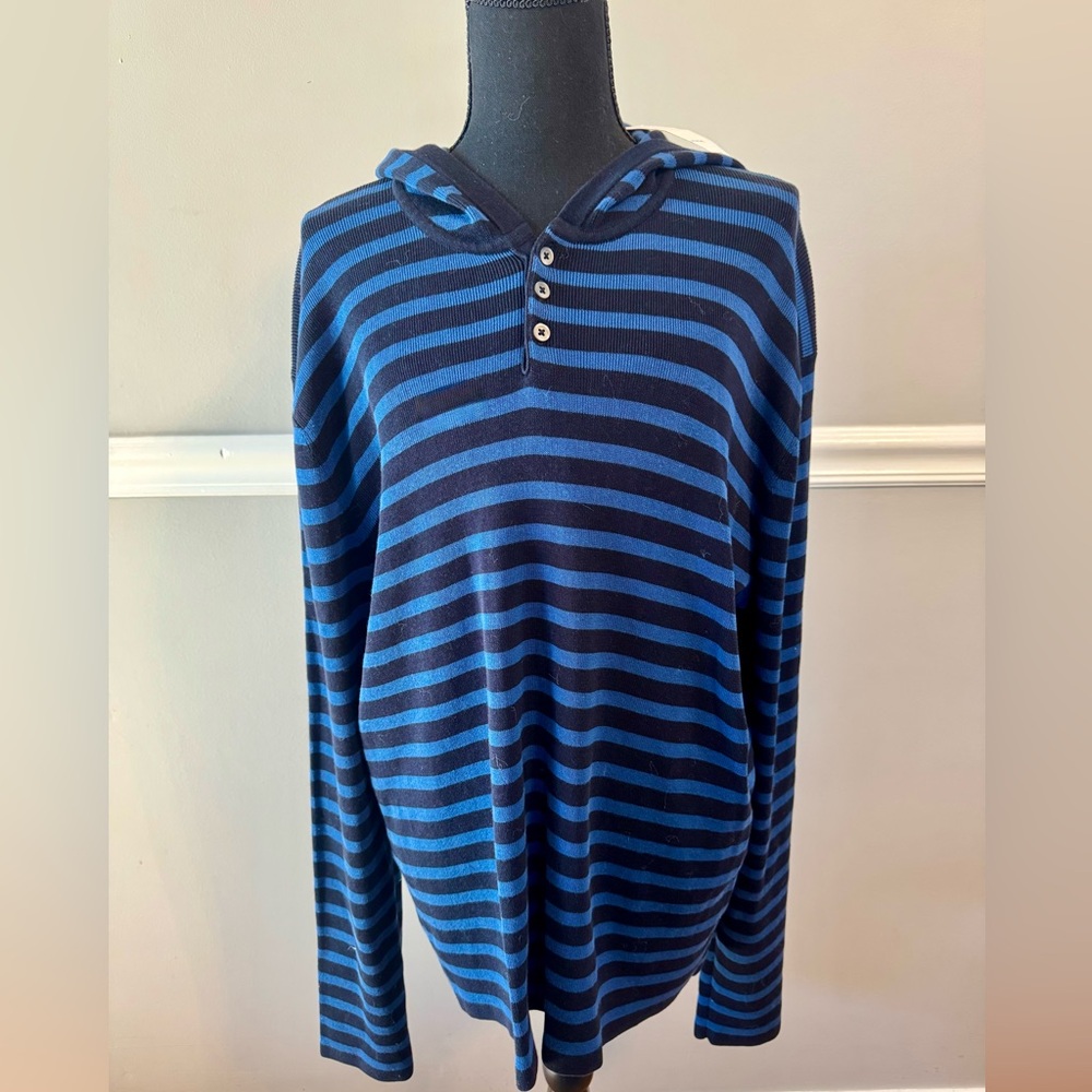 Vince Striped Pullover Sweater Hoodie in Coastal Size XL NWT
